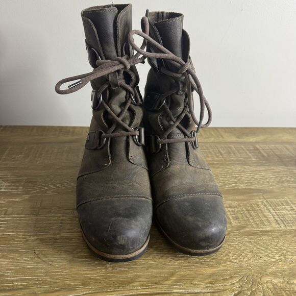 Sorel Joan of Arctic leather wedge waterproof boot brown size 9 - Picture 2 of 10